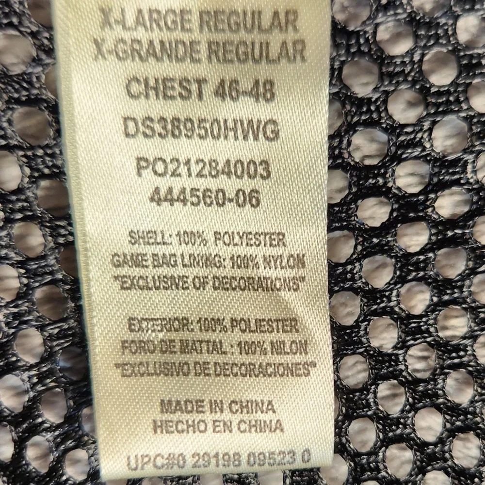 Walls Hunting Vest Mens XL Black Camo Excellent Mesh Game Bag Shell Loops